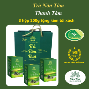 Trà Nõn Tôm Thanh Tâm 3 hộp 200g ( 6gói 100g) + 1 túi xách Trà Tâm Thái Trà Nõn Tôm Tân Cương Thái Nguyên đặc biệt