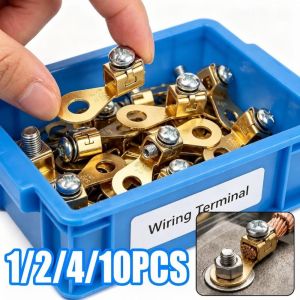 ERMENLED Solid Copper Car Battery Terminal Blocks 6mm Hole 2.5‑10mm² Battery Terminal Connectors Reusable Screw‑Tight Wire Terminal