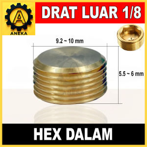 End Plug / Dop Tutup Drat Luar Male Kuningan 1/8 1/4 3/8 1/2 inch