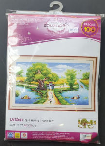 Quê Hương Thanh Bình LV3041 - Tranh thêu chữ thập Làng Quê