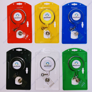 Gantungan Yoyo Id Card Putar Stainless Perumnas + Tempat/Holder Id Card