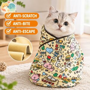 Cat Grooming Restraint Wrap Bag Anti Scratch Bite Resistant Escape Proof Soft Washable Pet Care Tool For Nail Trimming