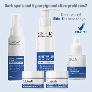 Paket 5in1 | BPOM | Krim Malam + Siang + Toner + Serum + Facial Wash 100ml | DNA Salmon | Niacinamide | Centella | Alpha Arbuthin | SPF UV Protection | Ceramide | Whitening | Brightening | Skin Care | Skin-K