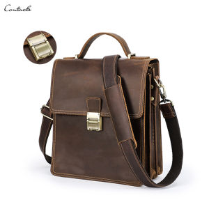 CONTACTS Genuine Leather Crossbody Bag for Men Password Lock Design Shoulder Messenger Bags Casual Male Tote Handbag
