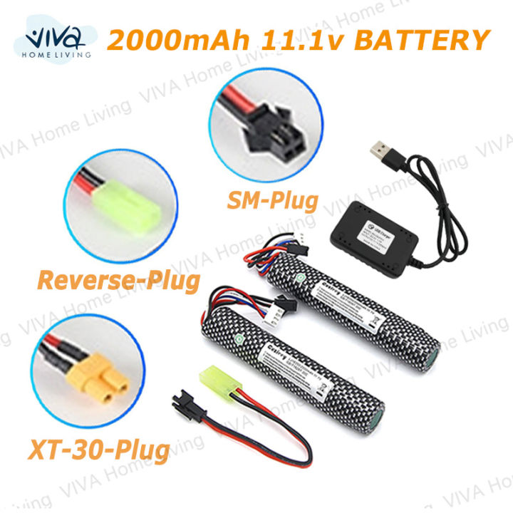 2pc 11 1v 2000mah Toys Blaster Battery With Usb Charger Compatible With