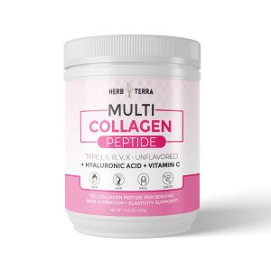 Herb Terra Collagen Peptides Powder For Women & Men 10g Marine Collagen Unflavored - Hair Skin Nail & Joint Support