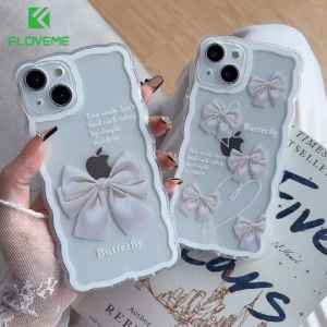 FLOVEME Bow Tie Printed Phone Case For iphone 13 12 11 Pro Max X XR XS Max 7 8 Plus Simple All-inclusive TPU Back Cover