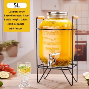 4L 5L 8L 10L Juice Drink Glass Jar Dispenser with Stand and Faucet Beverage Water Dispenser