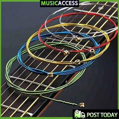 6Pcs/Set Acoustic Guitar Strings Rainbow Colorful Guitar Strings E-A For Acoustic Folk Guitar Classic Guitar Multi Color Parts