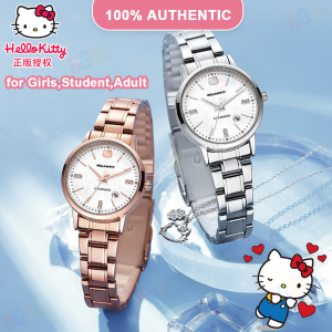 (35.5mm)100% Authentic Hello Kitty Watch for Girls Women Adult Stainless Steel Strap Quartz Watch Waterproof Rhinestone Scale Fashion Bracelet On Sale Branded Shockproof Birthday Gift hellokitty 256