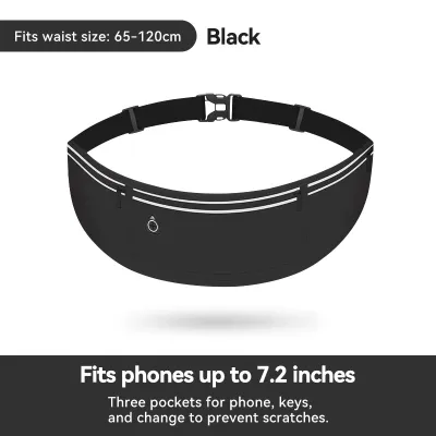 SOLOEVER Sports Waist Pack 3 Pockets 90g Waterproof Breathable Reflective Design with Headphone Hole Running Fitness Travel Essentials
