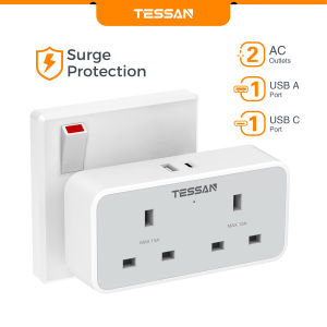 TESSAN USB Charger Multi Plug Adapter with USB C Extension Plug Power Strip Adapter Power Socket