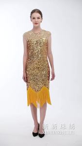 YXL 1920s Flapper Dress Great Gatsby Evening Prom Sequins Fringed Glitter Plus Size Ladies Christmas Party Dresses㏇X0412