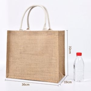DOHOHO Hand-painted Women Linen Bag Jute Portable Shopping Bags  Imitation Sacks DIY Eco-friendly Bag Women