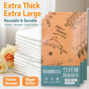 🇸🇬 Ready Stock Bamboo Fiber Cleaning Cloth Roll Kitchen Wipe Disposable Reusable Oil Absorb Dish Cloth Towel