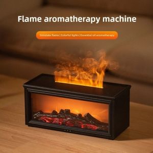 SAVVYSHELF with LED Light Essential Oils Humidifier USB Rechargeable 7 Colors Simulated Fireplace Diffuser Decoration Remote Control Simulation Flame Humidifier Home