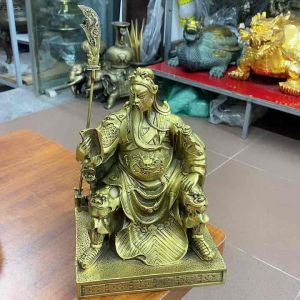 Tượng Đồng Tượng Quan công Ngồi Đọc Sách cao 25cm