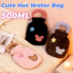 Hot Water Bag with Handle for WinterCartoon Hot Water Bottle with Plush Cover Cloth for Warm Water Heat Therapy
