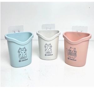 Sỉ 2 Cốc Dán Tường Kệ Ly Để Bàn Chải Phụ Kiện Cắm Đũa Dĩa Muỗng Nhựa Việt Nhật 6370