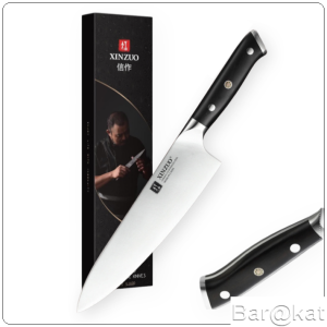 Pisau Dapur Chef Profesional XINZUO Chef 8 Inch Baja Jerman Fulltang Ebony Wood Menangani