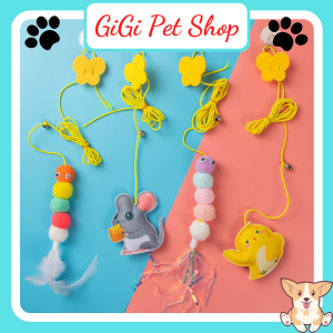 Sâu gắn tường trần nhà tự chơi có dây đàn hồi cho mèo đồ chơi có chuông cho thú cưng phụ kiện giá rẻ - GiGi Pet Shop