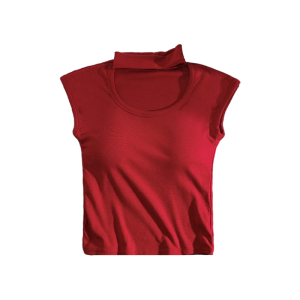 เสื้อครอปแขนสั้น คอยู ดีไซน์มีปลอกคอในตัว ผ้ายืด ทรงเข้ารูป แมทซ์ได้หลายลุค เสื้อยืดแขนสั้นผู้หญิง #0214