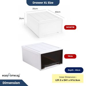Easyhome.sg White Stackable Storage Drawer / Plastic Container / Storage Box Cabinet