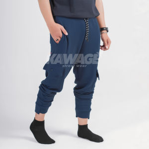 Celana Pria Jogger Panjang Celana Olahraga Bahan Knit Elastis Tebal Santai