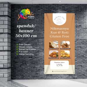 Cetak Spanduk Banner Bakery Modern Minimal Cokelat Putih