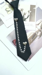 Tim Ngọc Trai dây kết hạt Tie Trường Phong Cách Tie Có Thể Điều Chỉnh Pre Tie Đen Cà Vạt Cho Giản Dị Hoặc Trang Phục Chính Thức