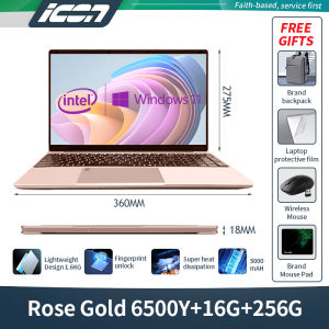 ICON laptop brand new original Intel Win11 Intel Pentium 6500Y Core i7 256G 512G Solid State Hard Disk 15.6-Inch HD Portable Student Office Business Game Laptop Rose Gold