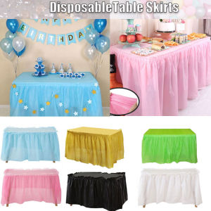 Table Skirts Disposable PEVA Table Cloth Cover Self-adhesive Oil-proof for Party Wedding Reception for Home Kitchen