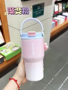 【ONDA】 600/900มล ถ้วยเก็บอุณหภูมิ ถ้วยน้ําถ้วยกาแฟฟางแบบพกพา 304 สแตนเลส สไตล์เรียบง่าย