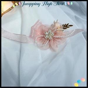 【Jumpping】 สร้อยข้อมือสำหรับเพื่อนเจ้าสาวแสนสวยสวยหวานสง่างามริบบิ้นประดับข้อมือสำหรับเจ้าสาวดอกไม้ไข่มุกประดับอัญมณี