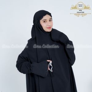 Mukena Dewasa Berlengan Umroh Haji Bersaku Katun Premium Renda Mewah