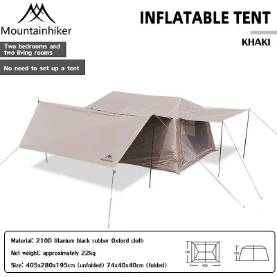 MOUNTAINHIKER Village13 Inflatable Tent Camping Tent Waterproof Sunscreen 2 Rooms 1 Living Room Luxury Tent Family Tent
