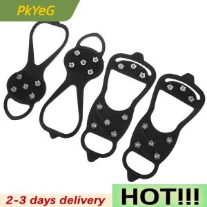 PkYeG Winter Sport Shoe Cover For Women Men 2PCS 5 8-Stud Anti-Slip Ice Claws Snow Climbing Spike Grips Crampon Cleats Boots Cover