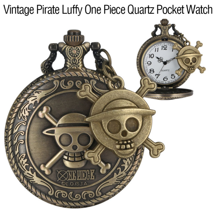 Vintage Pirate Luffy One Piece Quartz Pocket Watch Men s Clock Women s Gift Unique Cosplay Pendant Lazada PH