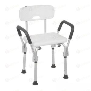 เก้าอี้นั่งอาบน้ำ เก้าอี้สำหรับผู้สูงอายุ ผู้ป่วย มีพนักแขนและพนักพิงหลัง เก้าอี้ถอดประกอบได้ ทำจากอลูมิเนียมค มีพนักพิงและที่วางแขน