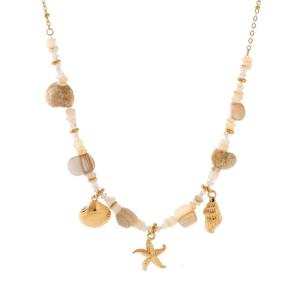 Adjustable Length Stainless Steel Bohemian Ocean Starfish Shell Necklace/bracelet For Summer Beach Vacation Gift
