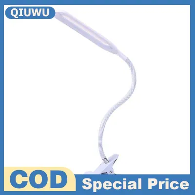 QIUWU Đèn bàn kẹp đầu giường đèn bàn học sinh bảo vệ mắt di động có thể uốn cong dùng để đọc sách cổng USB