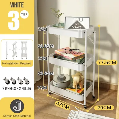 🇸🇬 🔥 Koala Home Foldable Trolley Rack/Trolley Shelf/Kitchen Shelf Movable Storage Cart Organizer Free installation