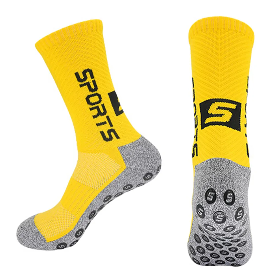 Non Slip Socks for Women and Men Grip Pads for Football Yoga Soccer Gym  Tube Socks Medium-length Socks 