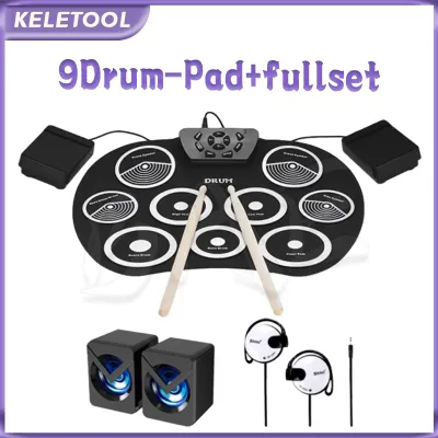 Drum set Electronic Drum Compact Electronic Drum Portable Electronic Drum Foldable Silicone Drum Pad Electronic Drum for Outings and Outdoor Use
