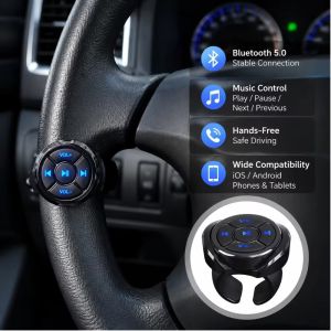 FEELDG BT5.0 Nút điều khiển đa phương tiện không dây Kích thước nhỏ Kết nối không dây Điều khiển từ xa trên vô lăng Di động Chức năng đa phương tiện Nút điều khiển phương tiện truyền thông Cho Thiết bị Android và iOS Bộ dụng cụ ô tô