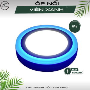 Đèn led ốp nổi trần viền 2 trắng- xanh dương BẢO HÀNH 1 NĂM