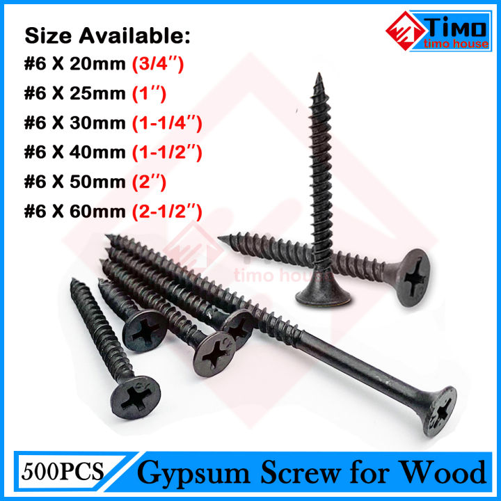 Hopeway (500pcs) Gypsum board Drywall Black Screw gymsum screw wood for ...