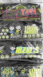 Peci LED GRATIS NAMA ANAK Songkok Motif Karakter Anak masjid Spiderman Upin Ipin Tayo Tobot Truk Oleng Mobile Legend Doraemon Boboiboy LED