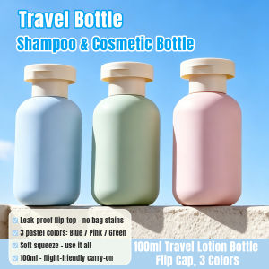 Onisa Travel Bottle 100ml Flip Top Lid Plastic Cosmetic Container for Skincare Hair Wash Liquid