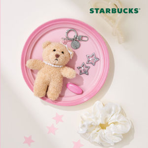 ( พร้อมส่ง ) Starbucks x Amuse Bearista Scrunchie Keychain พวงกุญแจตุ๊กตาหมี พร้อมยางรัดผมในตัว